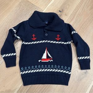 Janie and Jack shawl collar sailboat sweater